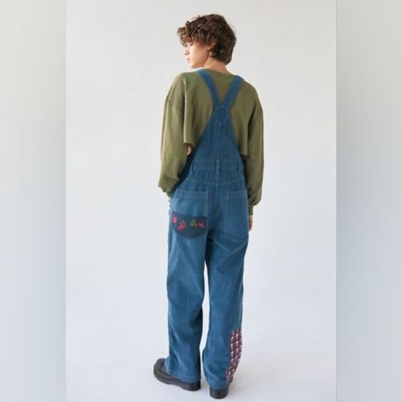 Urban Outfitters wide leg 💯 cotton corduroy overalls size L dungarees b - Picture 15 of 16